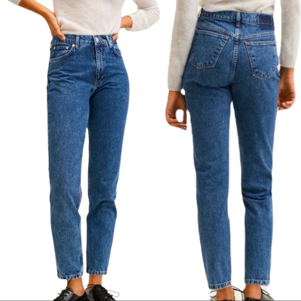 MNG MANGO Mom High-Waist Medium Washed Jeans Sz 10